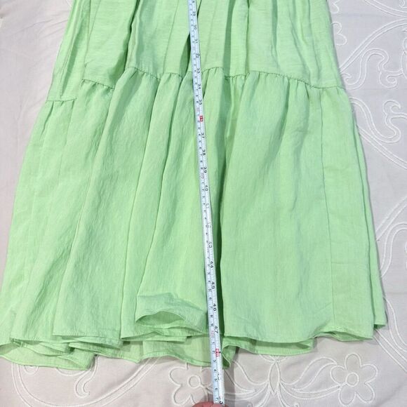 Free the Roses Green Midi Dress Size XS Ruffle Tiered Smocked Waist Feminine - Picture 3 of 11